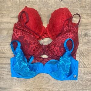 Le Mystere La Senza Fenty 3 Variety Bras Lace Underwired Deep Plunge